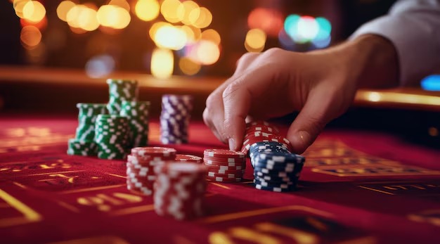 Community cards and player positions at a Texas Poker table on hdpbet login